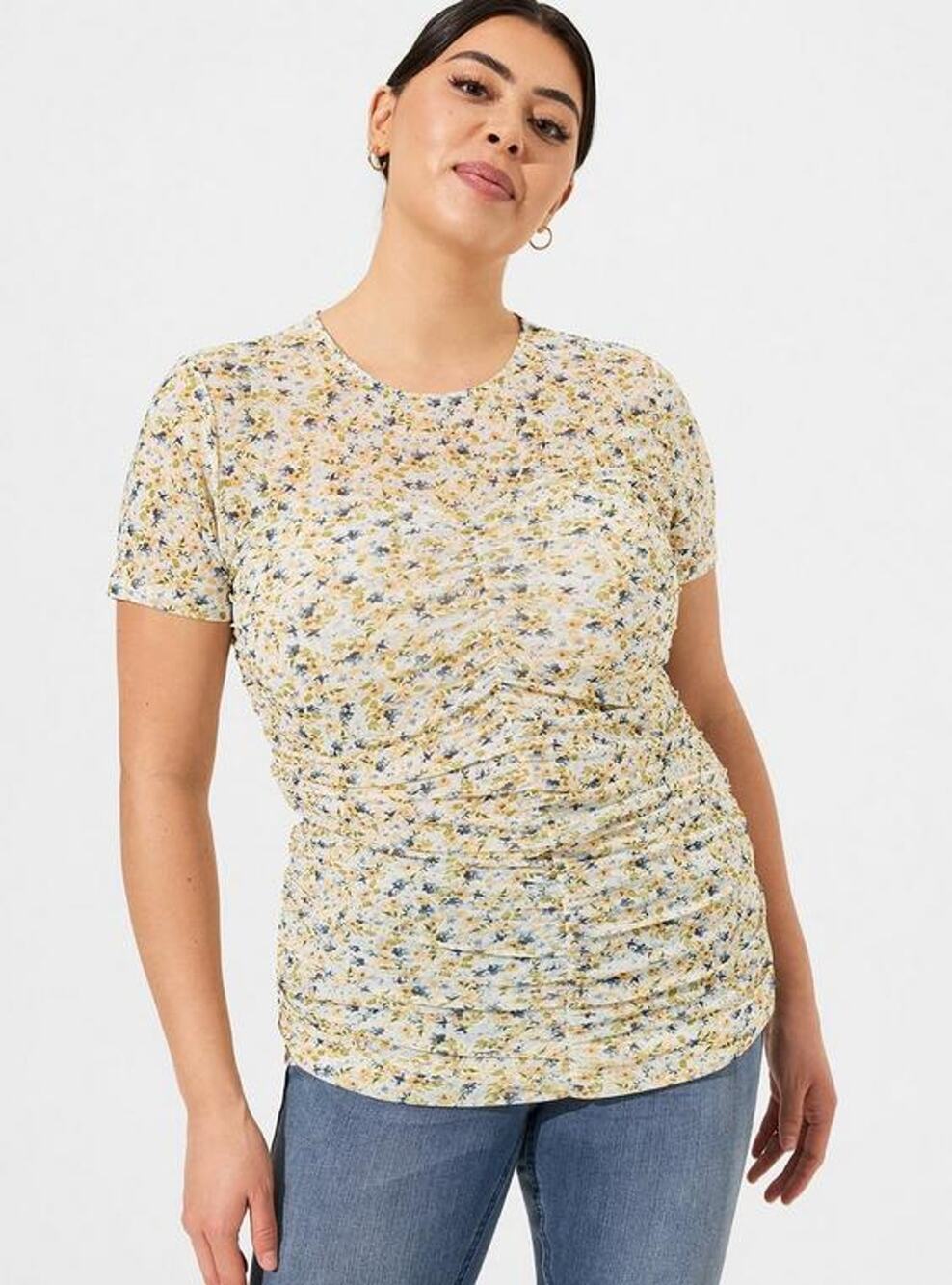 Torrid 6x 6 30 Stretch Mesh Crew Neck Ruched Top